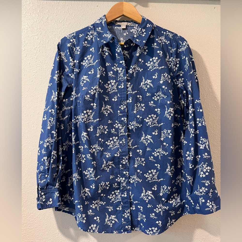 Blue Floral Button-Up Shirt